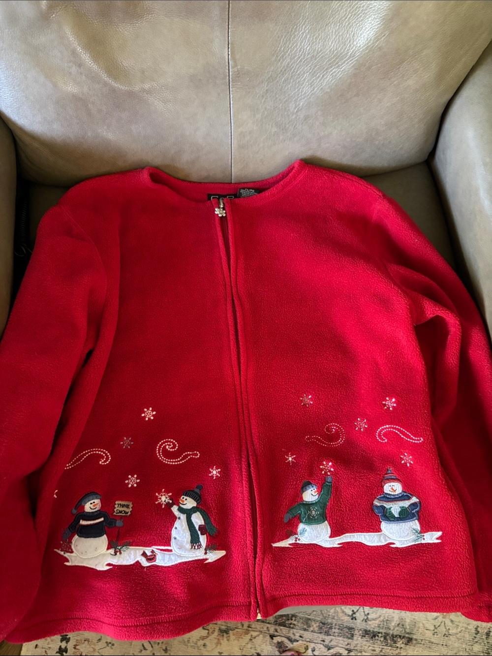 croft & barrow Red Fleece Snowman ZipUp